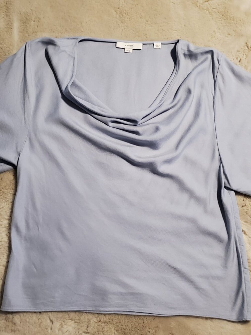 Vince Cowl Neck Top XS Blue Minimalist Coastal Quiet Luxury Blouse Hamptons - Picture 5 of 12